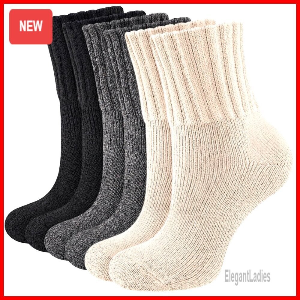 3 Pairs Thermal Crew Socks, Warm Thick Cushioned Winter Boot Socks